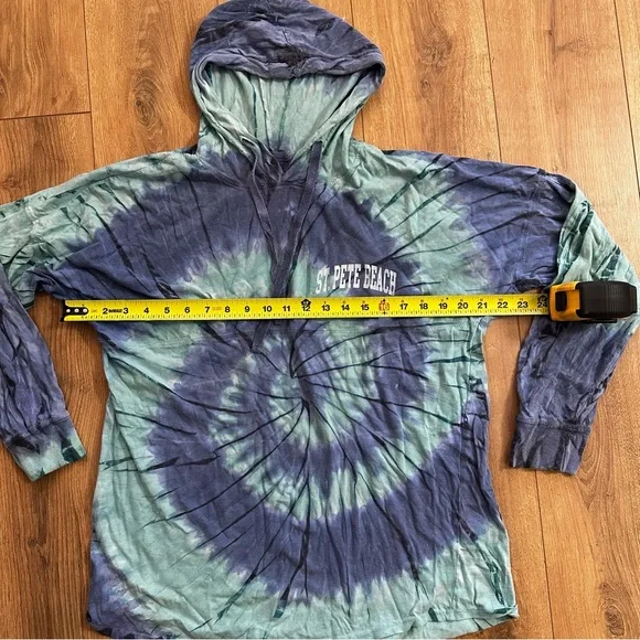 St. Pete Beach Florida Tie-Dye Print Hoodie Womens size Large - Picture 3 of 9